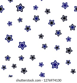 Dark BLUE vector seamless texture with beautiful stars. Stars on blurred abstract background with gradient. Pattern for trendy fabric, wallpapers.