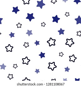 Dark BLUE vector seamless texture with beautiful stars. Decorative shining illustration with stars on abstract template. Design for textile, fabric, wallpapers.