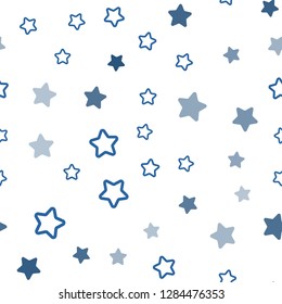 Dark BLUE vector seamless texture with beautiful stars. Stars on blurred abstract background with gradient. Design for textile, fabric, wallpapers.
