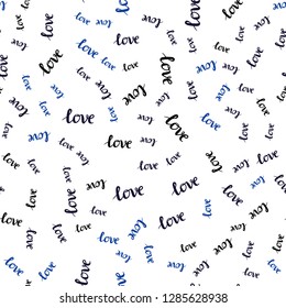 Dark BLUE vector seamless texture with words LOVE YOU. Illustration with phrase LOVE YOU for valentine's day. Design for wallpaper, fabric makers.