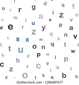 Dark BLUE vector seamless texture with ABC characters. Modern geometrical illustration with ABC english symbols. Pattern for trendy fabric, wallpapers.