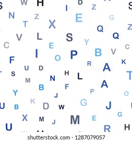 Dark BLUE vector seamless texture with ABC characters. Abstract illustration with colored latin alphabet. Design for textile, fabric, wallpapers.