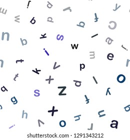 Dark BLUE vector seamless texture with ABC characters. Colored alphabet signs with gradient on white background. Design for wallpaper, fabric makers.