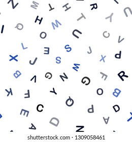 Dark BLUE vector seamless texture with ABC characters. Shining illustration with ABC symbols on abstract template. Pattern for trendy fabric, wallpapers.