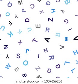 Dark BLUE vector seamless texture with ABC characters. Shining colorful illustration with isolated letters. Design for wallpaper, fabric makers.