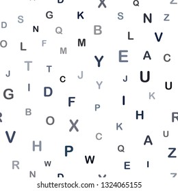 Dark BLUE vector seamless texture with ABC characters. Shining colorful illustration with isolated letters. Design for wallpaper, fabric makers.