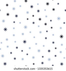 Dark BLUE vector seamless texture with colored snowflakes. Colorful snowflakes with gradient on abstract background. Pattern for design of fabric, wallpapers.