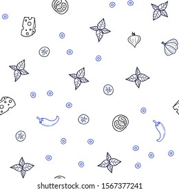 Dark BLUE vector seamless texture with delicious snacks. Beautiful colored illustration with food in doodle style. Doodle design for your business advert of cafes.