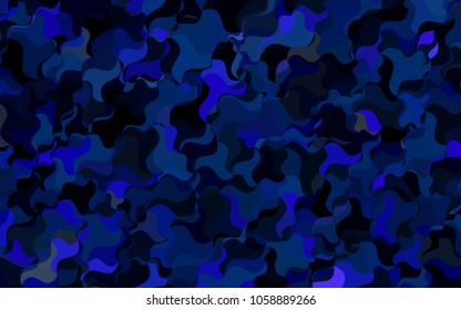 Dark BLUE vector shining cranked template. Glitter abstract illustration with wry lines. The pattern of blurred lines for your business design.