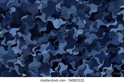 Dark BLUE vector shining cranked template. Modern geometrical abstract illustration with gradient bandy lines. The polygonal design can be used for your web site.