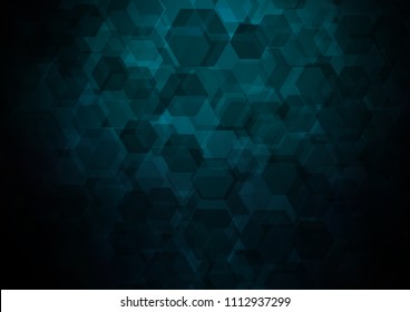 Dark BLUE vector shining hexagonal background. Colorful illustration in abstract style with gradient. hexagonal pattern for your business design.