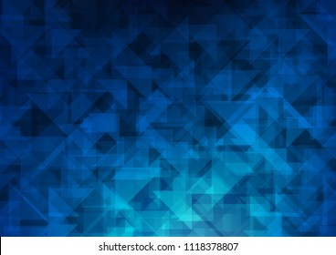 Dark BLUE vector shining hexagonal shining triangular. Modern geometrical abstract illustration with gradient. The polygonal design can be used for your web site.