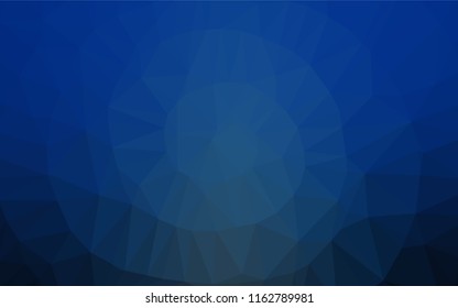 Dark BLUE vector shining hexagonal background. Shining illustration, which consist of triangles. The best triangular design for your business.