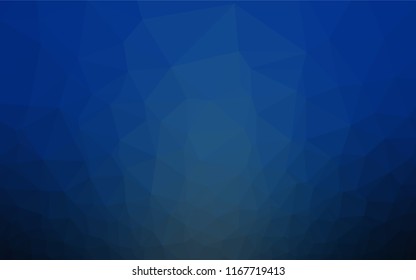 Dark BLUE vector shining hexagonal template. Geometric illustration in Origami style with gradient.  A new texture for your design.