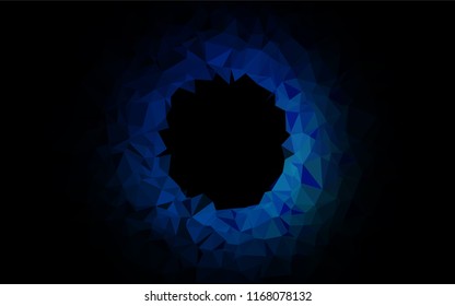 Dark BLUE vector shining hexagonal background. Triangular geometric sample with gradient.  Brand new design for your business.