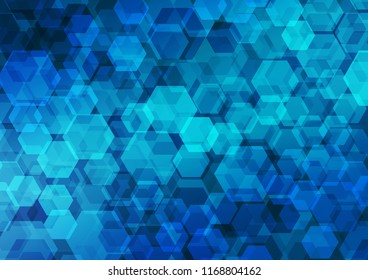 Dark BLUE vector shining hexagonal template. An elegant bright illustration with gradient. Brand new style for your business design.