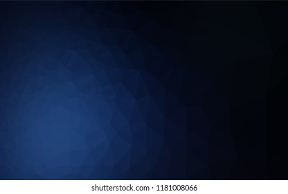Dark BLUE vector shining hexagonal template. A completely new color illustration in a vague style. Triangular pattern for your business design.