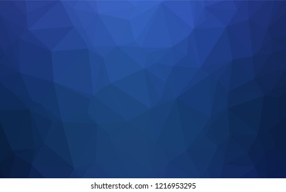 Dark BLUE vector shining hexagonal pattern. Triangular geometric sample with gradient.  Triangular pattern for your business design.