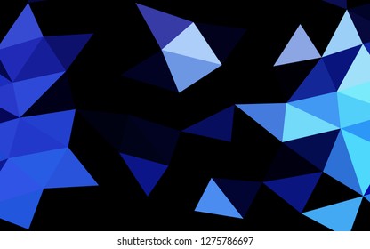 Dark BLUE vector shining hexagonal shining triangular. Colorful abstract illustration with gradient. A completely new design for your business.
