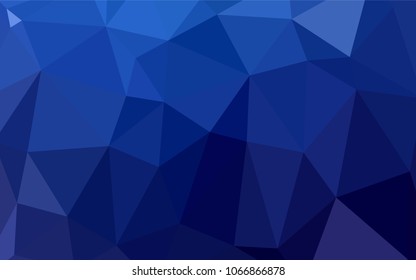 Dark BLUE vector shining triangular backdrop. Geometric illustration in Origami style with gradient.  The template for cell phone's backgrounds.