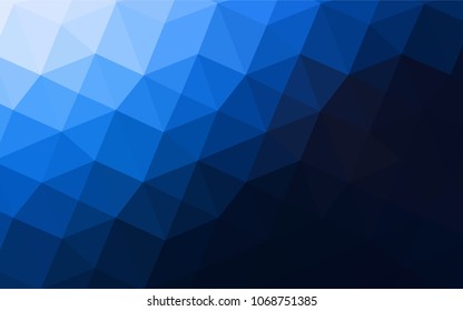 Dark BLUE vector shining triangular backdrop. Colorful illustration in abstract style with gradient. A new texture for your design.