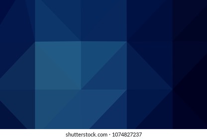 Dark BLUE vector shining triangular layout. Triangular geometric sample with gradient.  Triangular pattern for your business design.