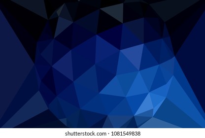 Dark BLUE vector shining triangular layout with a gem in a centre. Colorful illustration with gradient. New template for your brand book.