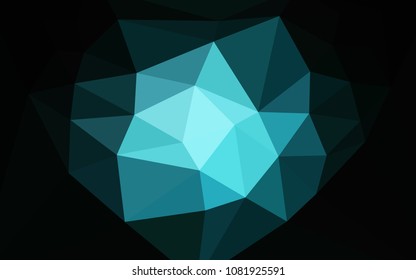 Dark BLUE vector shining triangular cover with a heart in a centre. Colorful illustration with gradient. A completely new design for your leaflet.