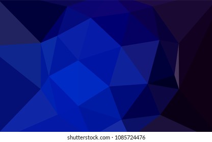 Dark BLUE vector shining triangular cover. Shining polygonal illustration, which consist of triangles. Template for cell phone's backgrounds.