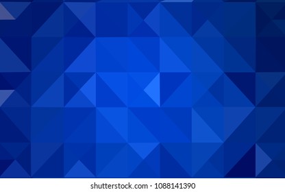 Dark BLUE vector shining triangular cover. Creative illustration in halftone style with triangles. A completely new design for your leaflet.