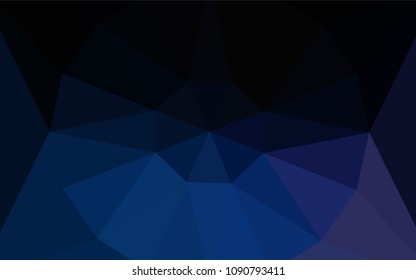 Dark BLUE vector shining triangular layout with a gem in a centre. Polygonal illustration, which consists of triangles. Brand new style for your business design.