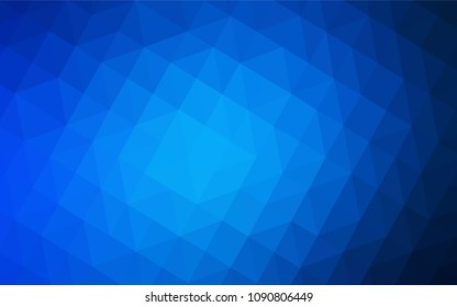 Dark BLUE vector shining triangular backdrop. Creative geometric illustration in Origami style with gradient. A new texture for your web site.