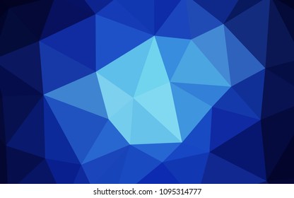 Dark BLUE vector shining triangular backdrop. Polygonal abstract illustration with gradient. Brand new design for your business.