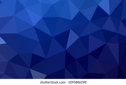 Dark BLUE vector shining triangular layout. Triangular geometric sample with gradient.  Pattern for a brand book's backdrop.
