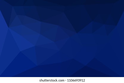 Dark BLUE vector shining triangular backdrop with a heart in a centre. Elegant polygonal illustration with gradient. Textured pattern for your backgrounds.