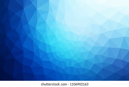 Dark BLUE vector shining triangular backdrop. Creative illustration in halftone style with triangles. Completely new template for your banner.