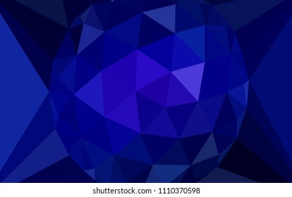 Dark BLUE vector shining triangular layout with a gem in a centre. Polygonal illustration, which consists of triangles. Template for cell phone's backgrounds.