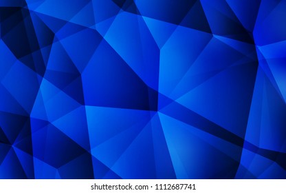 Dark BLUE vector shining triangular cover. Glitter abstract illustration with an elegant triangles. Triangular pattern for your design.