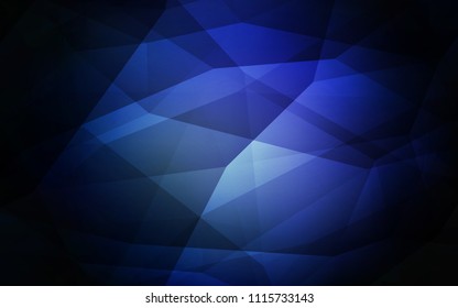 Dark BLUE vector shining triangular backdrop. Shining polygonal illustration, which consist of triangles. Best triangular design for your business.