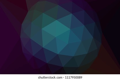 Dark BLUE vector shining triangular backdrop with a gem in a centre. Modern abstract illustration with triangles. Pattern for a brand book's backdrop.