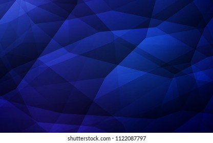 Dark BLUE vector shining triangular cover. A sample with polygonal shapes. Polygonal design for your web site.