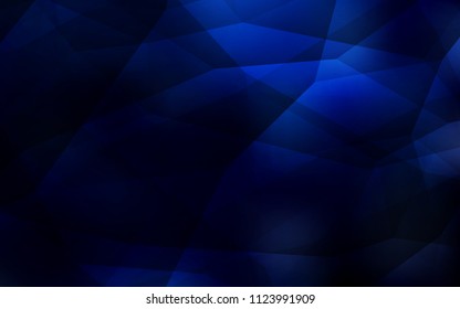 Dark BLUE vector shining triangular cover. Creative illustration in halftone style with triangles. Triangular pattern for your design.