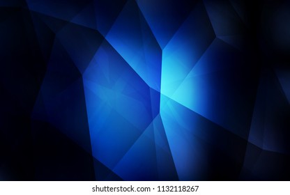 Dark BLUE vector shining triangular cover. Triangular geometric sample with gradient.  Pattern for a brand book's backdrop.