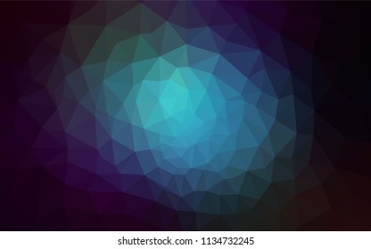 Dark BLUE vector shining triangular backdrop. Triangular geometric sample with gradient.  Pattern for a brand book's backdrop.