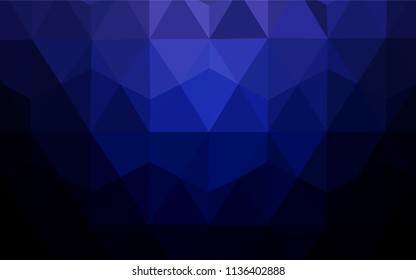 Dark BLUE vector shining triangular cover. Shining polygonal illustration, which consist of triangles. Polygonal design for your web site.