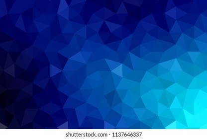 Dark BLUE vector shining triangular layout. Shining polygonal illustration, which consist of triangles. Brand new style for your business design.