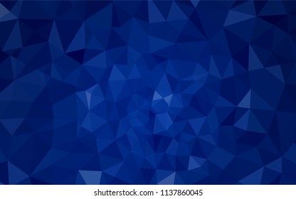 Dark BLUE vector shining triangular cover. A sample with polygonal shapes. Completely new template for your banner.