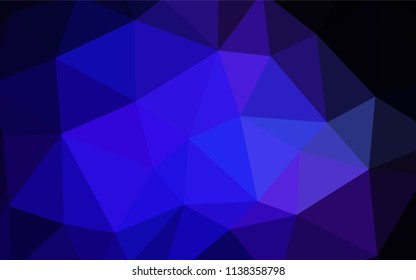 Dark BLUE vector shining triangular cover. A completely new color illustration in a polygonal style. A new texture for your web site.