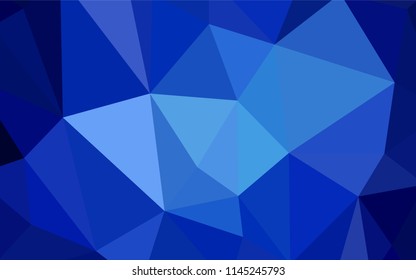 Dark BLUE vector shining triangular cover. Shining colorful illustration with triangles. Triangular pattern for your design.