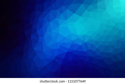 Dark BLUE vector shining triangular backdrop. Creative illustration in halftone style with triangles. Polygonal design for your web site.